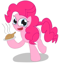 Size: 2107x2268 | Tagged: safe, artist:mr-degration, derpibooru import, pinkie pie, bird, earth pony, pony, turkey, female, food, holiday, image, meat, png, ponies eating meat, ponk, simple background, solo, thanksgiving, transparent background