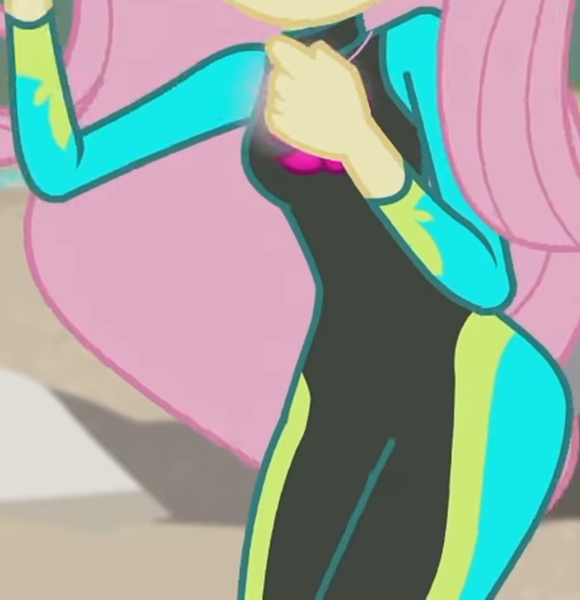 Size: 1092x1129 | Tagged: safe, derpibooru import, screencap, fluttershy, equestria girls, equestria girls series, unsolved selfie mysteries, beach, beach shorts swimsuit, boobshot, clothes, cropped, curvy, female, fluttershy's beach shorts swimsuit, geode of fauna, hips, image, magical geodes, ocean, pictures of bellies, png, sexy, solo, swimsuit, wetsuit