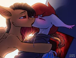 Size: 2614x2000 | Tagged: suggestive, artist:gicme, derpibooru import, oc, oc:riellenc hill, oc:teilchen, bat pony, pegasus, pony, blushing, clothes, cute, deep kissing, gay, hoodie, image, kissing, long tongue, male, penetration, png, shy, throat, tongue out, x-ray