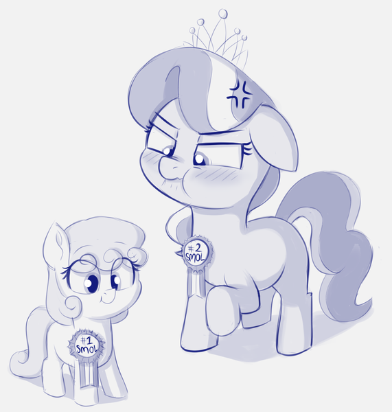 Size: 1522x1598 | Tagged: safe, artist:heretichesh, derpibooru import, diamond tiara, earth pony, pony, angery, blushing, cute, female, filfil, filly, flustered, grumpy, image, jewelry, png, ribbon, smol, tiara, tiny, tiny ponies