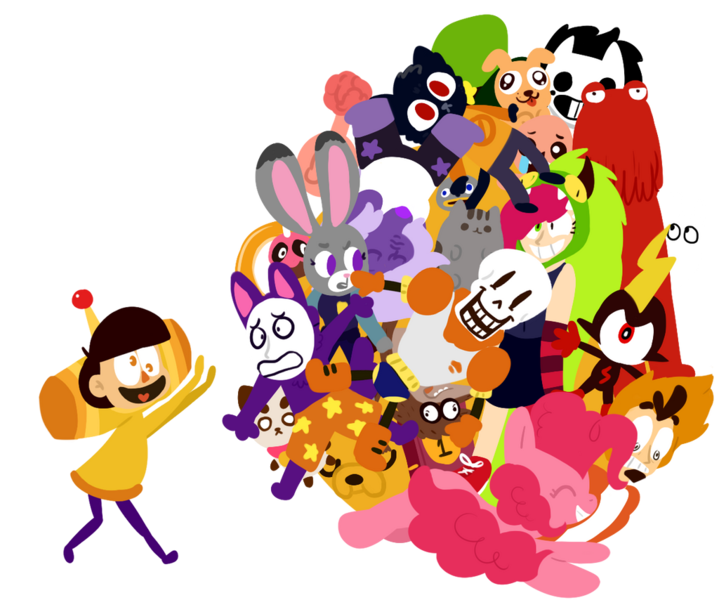 Size: 1024x854 | Tagged: safe, artist:pansearific, derpibooru import, pinkie pie, adventure time, amethyst (steven universe), arthur, bee and puppycat, binding of isaac, boi, commander peepers, demancia, don't hug me i'm scared, five nights at freddy's, ghibli, gravity falls, image, isaac, jake the dog, journal #1, judy hopps, jyushimatsu, katamari damacy, kedamono, mae, meme, my neighbor totoro, mystery skulls, night in the woods, osomatsu-san, papyrus (undertale), plumbus, png, popee the performer, puppycat, pusheen, red guy, regular show, rick and morty, rigby, simple background, star vs the forces of evil, steven universe, totoro, transparent background, undertale, villainous, wander over yonder, zacharie, zootopia