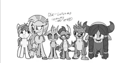 Size: 1176x596 | Tagged: safe, artist:johnerose126, derpibooru import, gallus, ocellus, sandbar, silverstream, smolder, yona, changedling, changeling, classical hippogriff, dragon, earth pony, gryphon, hippogriff, pony, yak, cloven hooves, dragoness, female, image, jpeg, male, student six