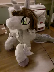 Size: 3096x4128 | Tagged: safe, artist:lichiba, derpibooru import, oc, ponified, ponified:kellin quinn, pony, siren, commission, fangs, fins, fish tail, horn, image, irl, jpeg, male, photo, plushie, scales, sleeping with sirens, slit eyes, solo