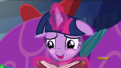Size: 960x540 | Tagged: safe, derpibooru import, screencap, twilight sparkle, twilight sparkle (alicorn), alicorn, pony, a hearth's warming tail, adorkable, animated, awkward, blushing, book, cute, dork, embarrassed, female, floppy ears, gif, image, looking around, mare, solo, too cute