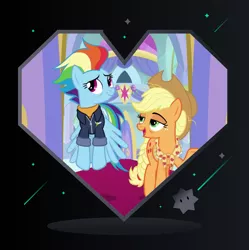 Size: 893x895 | Tagged: safe, artist:3d4d, derpibooru import, edit, edited screencap, screencap, applejack, rainbow dash, pony, the last problem, appledash, female, hearts and hooves day, holiday, image, lesbian, older, older applejack, older rainbow dash, png, shipping, valentine's day, valentine's day card