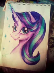 Size: 600x800 | Tagged: safe, artist:enjal, derpibooru import, starlight glimmer, pony, unicorn, bust, female, glowing horn, horn, image, jpeg, photo, portrait, solo, traditional art