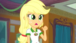 Size: 1920x1080 | Tagged: safe, derpibooru import, screencap, applejack, equestria girls, legend of everfree, legend of everfree - bloopers, image, png, solo