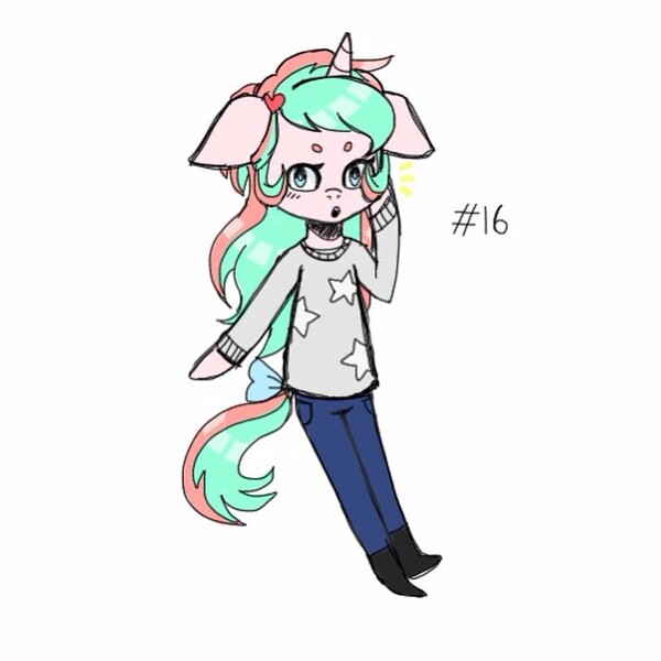 Size: 640x640 | Tagged: safe, artist:cinnavee, derpibooru import, oc, unofficial characters only, anthro, unicorn, arm hooves, clothes, female, horn, image, jpeg, pants, shoes, simple background, solo, unicorn oc, white background