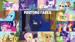 Size: 1974x1111 | Tagged: safe, derpibooru import, edit, edited screencap, editor:quoterific, screencap, apple bloom, applejack, braeburn, fluttershy, opalescence, pinkie pie, princess flurry heart, princess luna, rainbow dash, rarity, scootaloo, starlight glimmer, sweetie belle, trixie, twilight sparkle, twilight sparkle (alicorn), alicorn, earth pony, pegasus, pony, unicorn, a flurry of emotions, a royal problem, appleoosa's most wanted, filli vanilli, keep calm and flutter on, not asking for trouble, simple ways, stare master, testing testing 1-2-3, the fault in our cutie marks, the mysterious mare do well, to where and back again, trade ya, applejack's hat, applejewel, baby, baby pony, cowboy hat, crying, cutie mark crusaders, hat, image, male, mane six, png, pouting, puppy dog eyes, sad, trixie's wagon