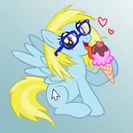 Size: 1755x1755 | Tagged: safe, artist:damagics, derpibooru import, oc, oc:cloud cuddler, unofficial characters only, pegasus, pony, accessories, cherry, cutie mark, eating, female, food, glasses, heart, ice cream, image, mouse cursor, png, solo