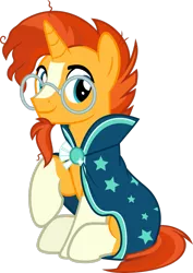 Size: 2063x2908 | Tagged: safe, artist:slb94, derpibooru import, sunburst, pony, clothes, glasses, image, male, png, raised hoof, robe, simple background, sitting, solo, stallion, sunburst's cloak, sunburst's glasses, transparent background, vector
