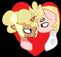 Size: 374x352 | Tagged: safe, artist:biavampire, artist:jadethepegasus, derpibooru import, ponified, pegasus, pony, unicorn, base used, camp camp, clothes, crossover, daniel (camp camp), female, heart, image, jen (camp camp), looking at each other, male, mare, png, shipping, shirt, stallion, straight