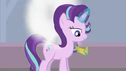 Size: 1280x720 | Tagged: safe, artist:agrol, derpibooru import, starlight glimmer, unicorn, amulet, amulet of wings, artificial wings, augmented, choose your wings, glow, glowing wings, image, jewelry, jpeg, levitation, magic, magic wings, solo, telekinesis, wings