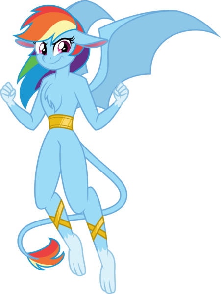 Size: 3008x4000 | Tagged: safe, artist:orin331, derpibooru import, rainbow dash, anthro, gargoyle, series:creature-verse, chest fluff, commission, female, image, jewelry, png, regalia, show accurate, simple background, solo, species swap