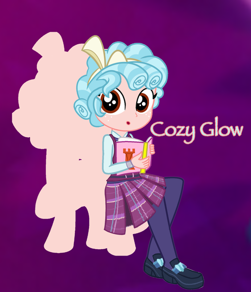 Size: 1700x1978 | Tagged: safe, artist:meadowlarkr, derpibooru import, cozy glow, pegasus, pony, equestria girls, book, clothes, crystal prep academy uniform, equestria girls-ified, female, image, png, school uniform, shoes, silhouette, sitting, solo