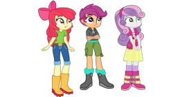 Size: 5120x2880 | Tagged: safe, artist:gmaplay, derpibooru import, apple bloom, scootaloo, sweetie belle, equestria girls, equestria girls series, spoiler:eqg series (season 2), boots, clothes, cutie mark crusaders, image, png, shoes, simple background, transparent background