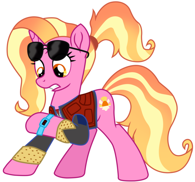 Size: 8760x8167 | Tagged: safe, alternate version, artist:ejlightning007arts, derpibooru import, luster dawn, pony, unicorn, the last problem, absurd resolution, back to the future, clothes, cosplay, costume, crossover, cutie mark, female, image, jacket, mare, marty mcfly, movie reference, png, raised hoof, shocked, simple background, sunglasses, transparent background, vector, vest, watch