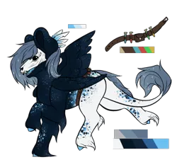 Size: 580x548 | Tagged: safe, artist:minelvi, derpibooru import, oc, unofficial characters only, pegasus, pony, belt, feather, female, hoof fluff, image, mare, pegasus oc, png, raised hoof, reference sheet, simple background, skull, solo, story included, transparent background, wings