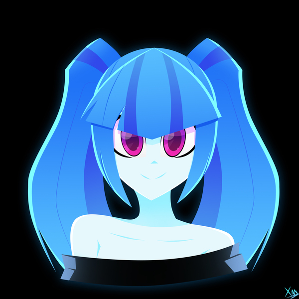 Size: 2500x2500 | Tagged: safe, alternate version, artist:xan-gelx, derpibooru import, sonata dusk, equestria girls, alternate hairstyle, bare shoulders, black background, image, jpeg, pigtails, simple background, twintails