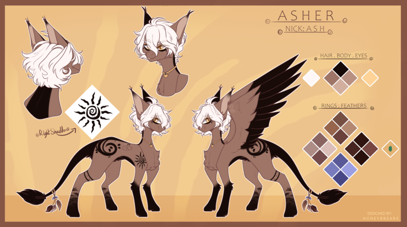 Size: 3990x2230 | Tagged: safe, artist:honeybbear, derpibooru import, oc, oc:asher, pegasus, pony, image, male, png, reference sheet, solo, stallion, two toned wings, wings