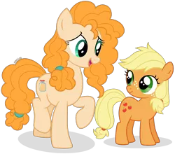 Size: 6065x5332 | Tagged: safe, artist:cirillaq, derpibooru import, applejack, pear butter, pony, absurd resolution, cute, female, filly, filly applejack, image, jackabetes, mother and child, mother and daughter, pearabetes, png, simple background, transparent background, vector, younger