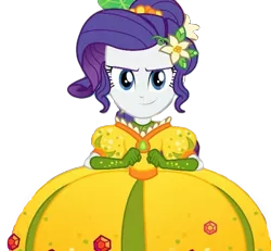 Size: 750x694 | Tagged: safe, artist:supersamyoshi, derpibooru import, edit, edited screencap, screencap, rarity, equestria girls, equestria girls series, holidays unwrapped, spoiler:eqg series (season 2), background removed, cornucopia costumes, female, image, inflatable, inflatable dress, o come all ye squashful, png, simple background, solo, transparent background