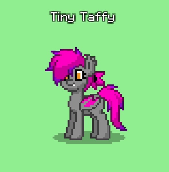 Size: 712x726 | Tagged: safe, derpibooru import, oc, oc:tiny taffy, unofficial characters only, bat pony, pony, pony town, bat pony oc, bat wings, cute, fangs, highlights, image, jpeg, no cutie marks yet, pixel art, simple background, smiling, solo, wings