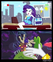 Size: 1288x1488 | Tagged: safe, derpibooru import, edit, edited screencap, editor:teren rogriss, screencap, parcel post, post haste, rarity, earth pony, pony, best trends forever, equestria girls, equestria girls series, make new friends but keep discord, bracelet, clothes, female, geode of shielding, handbag, image, jewelry, jpeg, legs, magical geodes, pencil skirt, purse, rarity peplum dress, rarity's handbag, skirt, the discord zone