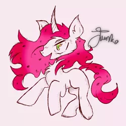 Size: 900x900 | Tagged: safe, artist:junko, derpibooru import, oc, unofficial characters only, pony, unicorn, chest fluff, diavolo, image, jjba, jojo's bizarre adventure, male, missing cutie mark, no cutie marks because im lazy, pink mane, png, signature, sketch, stallion, wip