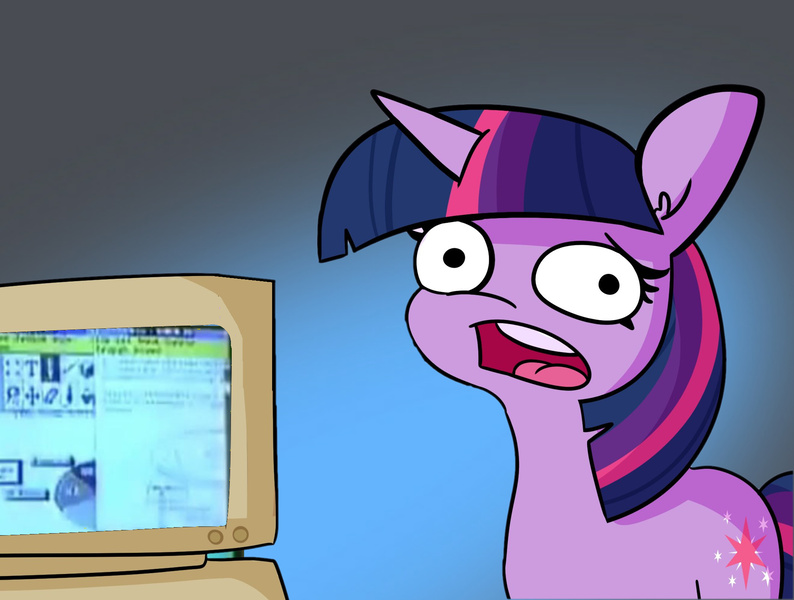 Size: 1984x1500 | Tagged: safe, artist:tjpones, derpibooru import, edit, twilight sparkle, computer, female, image, jpeg, parody, solo, steve ballmer, twilight's computer, windows 1.01