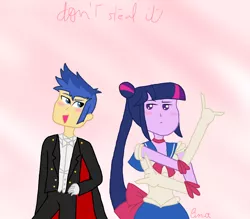 Size: 4096x3585 | Tagged: safe, artist:egtwiflash, derpibooru import, flash sentry, twilight sparkle, equestria girls, art, brad, clothes, female, flashlight, image, male, outfit, png, ponytail, sailor moon, shipping, straight, tuxedo mask