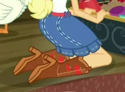 Size: 385x284 | Tagged: safe, derpibooru import, screencap, applejack, costume conundrum, costume conundrum: applejack, equestria girls, equestria girls series, spoiler:eqg series (season 2), applebutt, ass, boots, butt, clothes, cowboy boots, cropped, denim skirt, image, legs, pictures of legs, png, shoes, skirt
