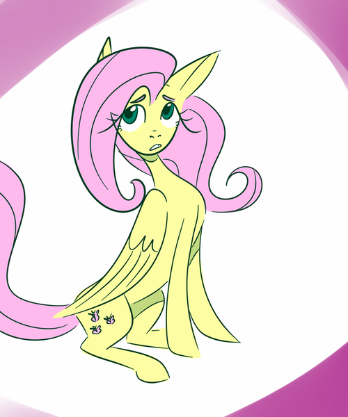 Size: 1280x1536 | Tagged: safe, artist:randomhamster33, derpibooru import, fluttershy, pegasus, pony, female, folded wings, image, looking at you, looking up, mare, open mouth, partial background, png, sitting, solo, three quarter view, wings