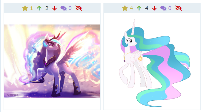 Size: 680x375 | Tagged: safe, artist:galaxyswirlsyt, artist:xbi edits, derpibooru import, edit, princess celestia, pony, derpibooru, twibooru, image, juxtaposition, meta, png