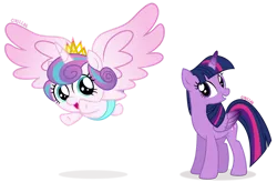 Size: 1280x840 | Tagged: safe, artist:cirillaq, derpibooru import, princess flurry heart, twilight sparkle, twilight sparkle (alicorn), alicorn, pony, crown, female, image, jewelry, mare, png, regalia, simple background, transparent background, vector