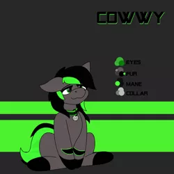 Size: 3026x3024 | Tagged: safe, artist:ryanthecone, derpibooru import, oc, oc:cowwy, unofficial characters only, earth pony, color palette, commission, image, png, reference sheet, sitting