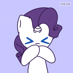 Size: 720x720 | Tagged: safe, artist:starflashing twinkle, derpibooru import, rarity, pony, unicorn, :3, animated, blowing a kiss, chinese text, cute, female, frame by frame, gif, heart, image, mare, moon runes, purple background, raribetes, simple background, solo