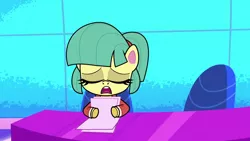 Size: 1920x1080 | Tagged: safe, derpibooru import, screencap, pony, my little pony: pony life, the rarity report, spoiler:pony life s01e25, female, image, karen, karen (pony life), news reporter, png, solo