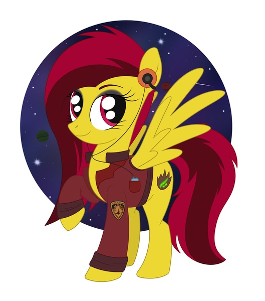 Size: 1656x1880 | Tagged: safe, artist:dyonys, derpibooru import, oc, oc:twizzle peas, pegasus, pony, clothes, eyeshadow, female, headphones, image, jacket, jpeg, makeup, mare, raised hoof, spread wings, stars, walkman, wings