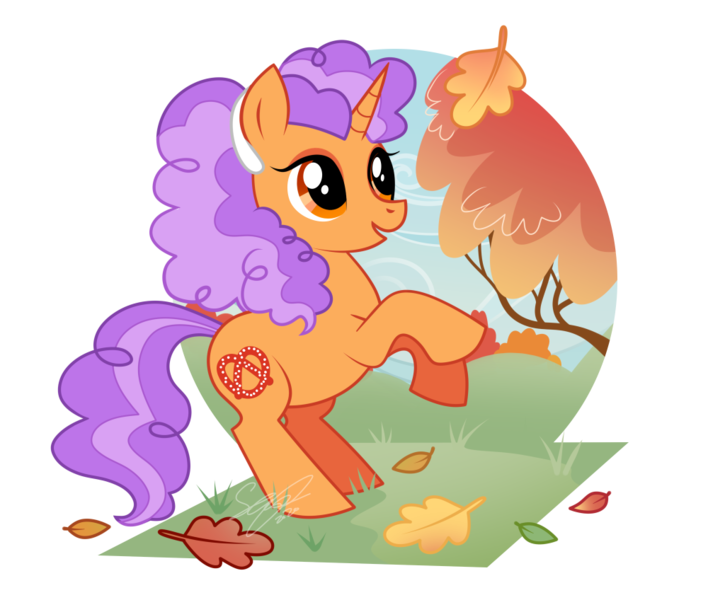 Size: 1000x848 | Tagged: safe, artist:conphettey, derpibooru import, pretzel twist, pony, unicorn, female, image, leaf, leaves, mare, png, simple background, solo, transparent background