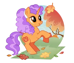 Size: 1000x848 | Tagged: safe, artist:conphettey, derpibooru import, pretzel twist, pony, unicorn, female, image, leaf, leaves, mare, png, simple background, solo, transparent background