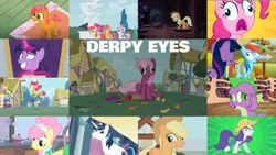 Size: 1986x1119 | Tagged: safe, derpibooru import, edit, edited screencap, editor:quoterific, screencap, apple bloom, applejack, babs seed, cheerilee, fluttershy, pinkie pie, rainbow dash, rarity, scootaloo, shining armor, spike, sweetie belle, twilight sparkle, twilight sparkle (alicorn), alicorn, a canterlot wedding, applebuck season, castle mane-ia, fall weather friends, filli vanilli, green isn't your color, just for sidekicks, one bad apple, secret of my excess, simple ways, the beginning of the end, the cutie pox, the return of harmony, apple, banana, carrot, castle of the royal pony sisters, cutie mark crusaders, cutie pox, derp, food, golden oaks library, grapes, image, library, mane seven, mane six, png, rarihick, tongue out