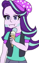 Size: 368x596 | Tagged: safe, artist:robdog97, derpibooru import, starlight glimmer, equestria girls, beanie, brain freeze, food, hat, ice cream, image, messy eating, png, solo, that human sure does love ice cream