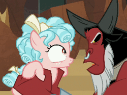 Size: 320x240 | Tagged: safe, derpibooru import, screencap, cozy glow, lord tirek, centaur, pegasus, pony, frenemies (episode), abuse, angry, animated, antagonist, chest plate, child abuse, clothes, cozy glow is best facemaker, cozybuse, cropped, curly mane, evil lair, faic, female, filly, freckles, funny, funny face, gif, grogar's lair, horns, image, lair, male, nose piercing, nose ring, piercing, scarf, shaking, wristband