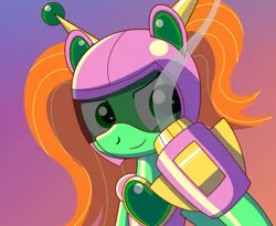 Size: 1280x1049 | Tagged: safe, artist:trackheadtherobopony, derpibooru import, oc, oc:goldheart, pony, robot, robot pony, arm cannon, helmet, image, jpeg, solo