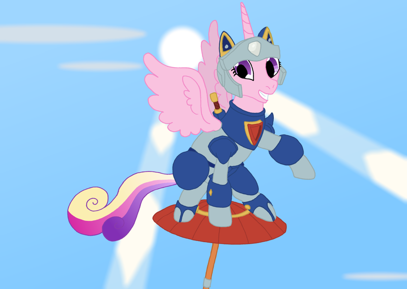 Size: 1280x907 | Tagged: safe, artist:hakar-kerarmor, derpibooru import, princess cadance, alicorn, pony, armor, clothes, cosplay, costume, female, guido anchovy, image, mare, png, samurai pizza cats, solo, umbrella