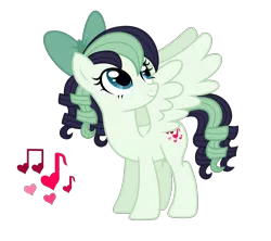 Size: 4695x4163 | Tagged: safe, artist:tenderrain-art, derpibooru import, oc, pegasus, pony, bow, female, hair bow, image, magical lesbian spawn, mare, offspring, parent:coloratura, parent:songbird serenade, png, simple background, solo, transparent background