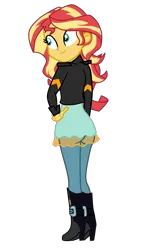 Size: 1015x1720 | Tagged: safe, artist:gmaplay, derpibooru import, sunset shimmer, equestria girls, boots, clothes, image, png, shoes, simple background, solo, transparent background