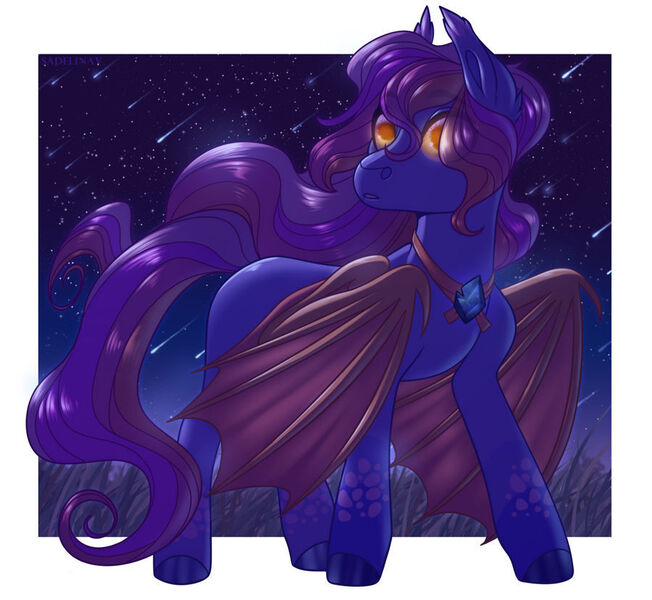 Size: 900x828 | Tagged: safe, artist:sadelinav, derpibooru import, oc, bat pony, pony, female, image, jpeg, mare, night, solo