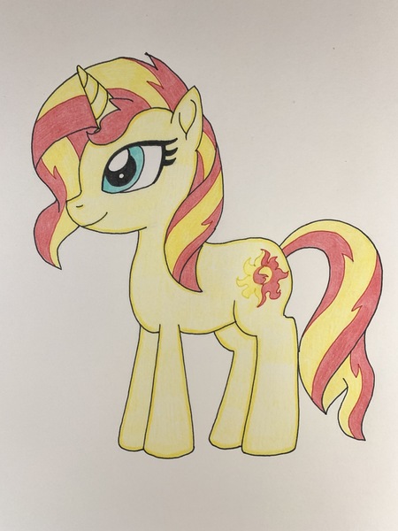 Size: 3024x4032 | Tagged: safe, artist:infernapelover, derpibooru import, sunset shimmer, pony, unicorn, female, image, jpeg, mare, solo, traditional art